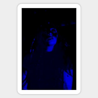 Beautiful girl. Very dark, blue light. Sticker